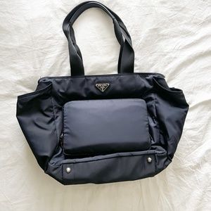 Prada Diaper Bag w/changing pad, padded nylon duffle,
